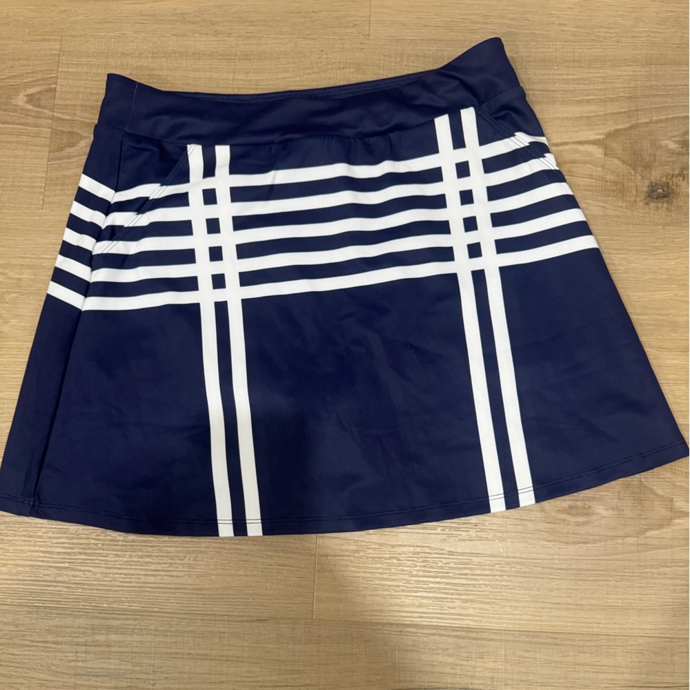 Navy with white stripes golf skort